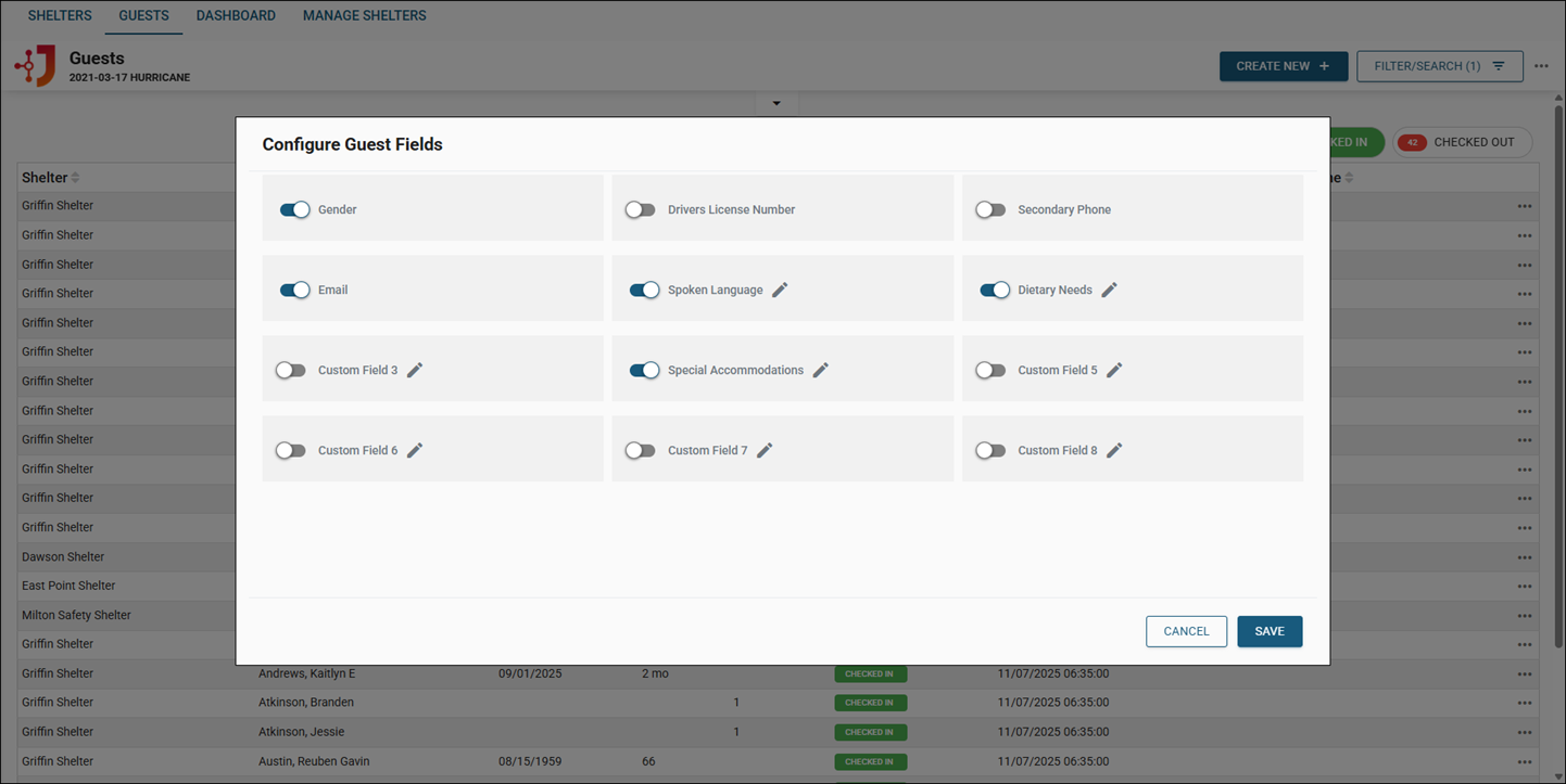 Click image to enlarge Guest Configure Fields